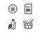 Water bottle, Calculator target and Comments icons. Drums sign. Vector
