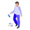 Water bottle careless person icon, isometric style