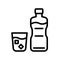 Water bottle and glass vector illustration, Beverage line style icon