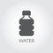 Water bottle glyph icon. Black flat drink emblem or button for grocery stores, menu, price list and other. Vector