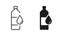 Water Bottle Silhouette and Line Icon Set. Plastic Bottle for Beverages, Mineral Water, Juice, Soda Black Sign. Recycle