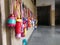 Water bottles hanging outside classroom