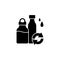 Water bottles refill black glyph icon