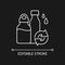 Water bottles refill white linear icon for dark theme