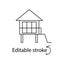 Water bungalow on stilt outline icon. Maldivian house. Exotic vacation. Editable stroke. Isolated vector illustration