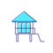 Water bungalow on stilt outline icon. Maldivian house. Exotic vacation. Isolated vector stock illustration
