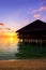 Water cafe at sunset - Maldives