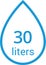 Water Capacity symbols. Milliliters, liters. Water drop infographic elements. Vector illustration