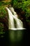 Water cascades over Blue Hole Falls in Hiawassee, Georgia.