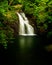 Water cascades over Blue Hole Falls in Hiawassee, Georgia.