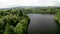 Water catchment reservoir drone aerial revealing countryside South West England