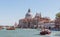 Water channels of Venice city. Facades of residential buildings overlooking the Grand Canal in Venice, Italy.