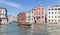 Water channels of Venice city. Facades of residential buildings overlooking the Grand Canal in Venice, Italy.