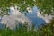 Water clouds sky branches willow reflection