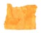 Water color illustration of blank Oregon State Map Silhouette in positive orange color.