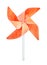 Water color illustration of cute lawn pinwheel on white stick.