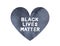 Water color illustration of dark love heart shape with beautiful artistic brushstrokes and text message: `Black Lives Matter`.