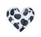 Water color illustration of heart shape with black and white spotted pattern.