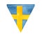 Water color illustration of national triangular flag of Sweden.