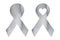 Water color illustration set of two gray ribbons: with love heart shape and clean template that can be used for your text words.