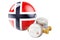 Water consumption in Norway. Water meters with Norwegian flag. 3D rendering