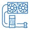water cooler computer part doodle icon hand drawn illustration