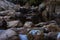 Water currents, rocks and a little snow