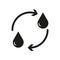 Water cycle icon. Environmental recycling arrows with water drops. Conservation symbol. Vector illustration. EPS 10.