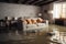 Water damager after flooding in basement with floating, created with Generative AI technology