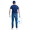 Water delivery man in blue t-shirt and cap