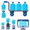 Water delivery service different water bottle vector elements.