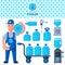 Water delivery service man character in uniform