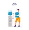 Water delivery service poster with worker holding blue bottle near cooler