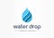 Water drop, aqua creative symbol concept. Clean wave, fresh drink, blue eco product abstract business logo. Spiral