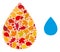 Water Drop Autumn Mosaic Icon with Fall Leaves