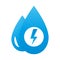 Water drop with bolt icon. Hydro power symbol. Renewable energy. Alternative clean energy