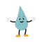 Water drop cartoon mascot. Drink rubber hose animation style groovy smiling character Drink more water. Ecologic and wellness