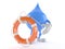 Water drop character holding life buoy