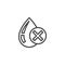 Water drop and cross mark line icon