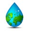 Water drop earth ecology concept