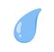 Water drop falling, leaking. Blue aqua blob falls. Wet, rain symbol. Clear pure clean fluid, waterdrop. Raindrop icon