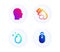 Water drop, Flash memory and Head icons set. Swipe up sign. Crystal aqua, Recovery usb, Human profile. Vector