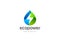 Water drop Flash Thunderbolt Logo design green ene