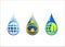 Water drop & global earth logo symbol icon vector