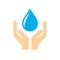 Water drop in hands - colored icon on white background vector illustration for website, mobile application, presentation