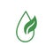 Water drop with leaf icon. Green ecological sign. Protect planet. Save water resource. Vector illustration for design.