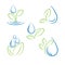 Water drop and leaf symbol vector set