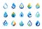 water drop logo, set of water drops symbol icon, nature drops elements vector design