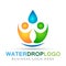 Water drop people logo hand care garden nature healthy and pure fresh water symbol elements design on white background