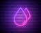 Water drop pink glowing neon ui ux icon. Glowing sign logo vector isolated on brick wall background